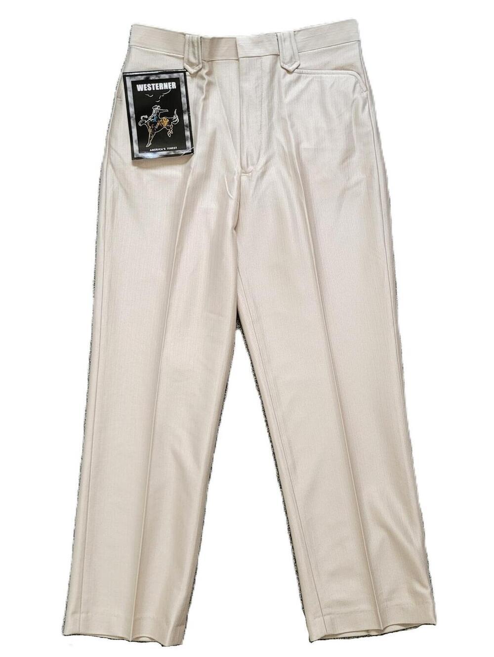 Westerner Men’s 32x29 Western Dress Pants Beige Textured High Rise NEW Vintage